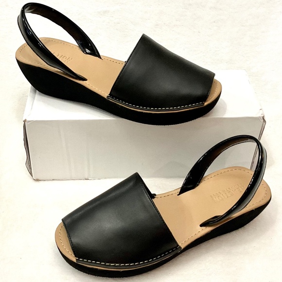 Black KENNETH COLE REACTION Open Toe Comfort Slingback Platform Sandal Sz 7 - Picture 3 of 14